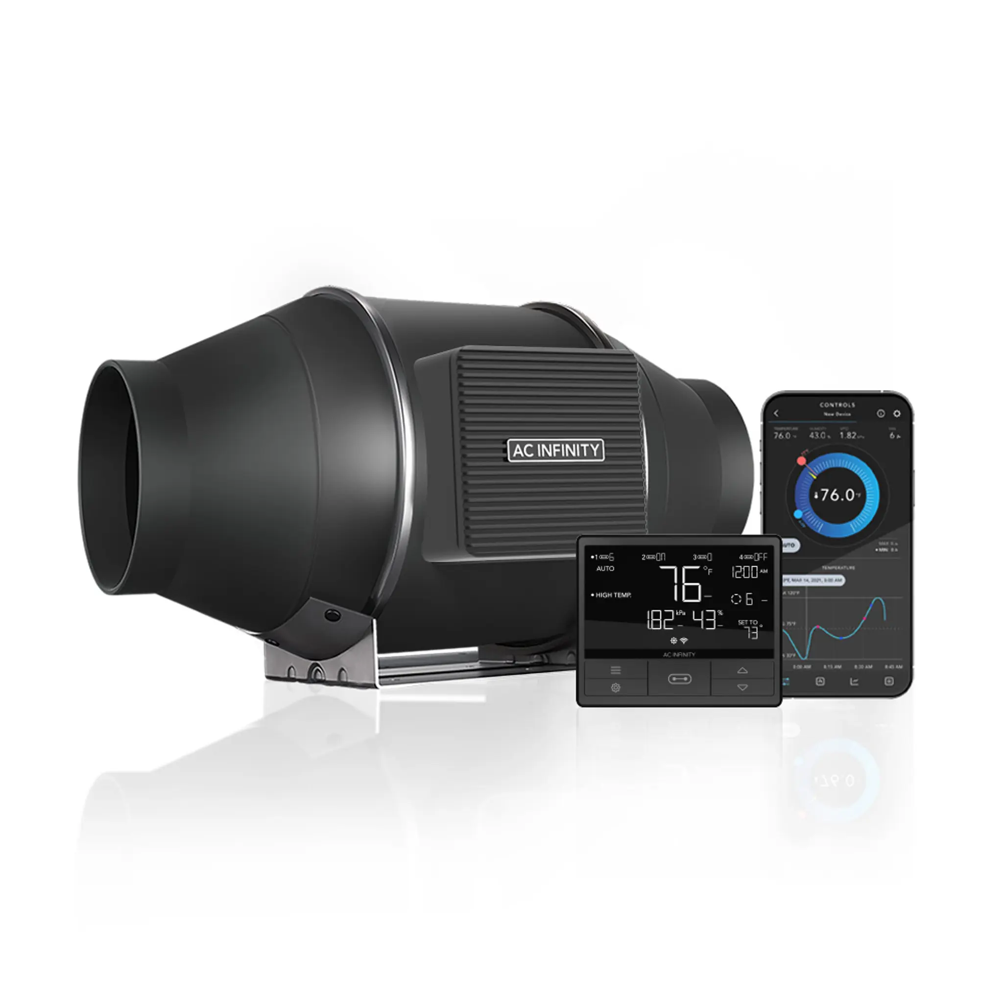 AC Infinity CLOUDLINE PRO T4 100mm 348m³/h mit Temperatur- und Feuchtigkeitssteuerung