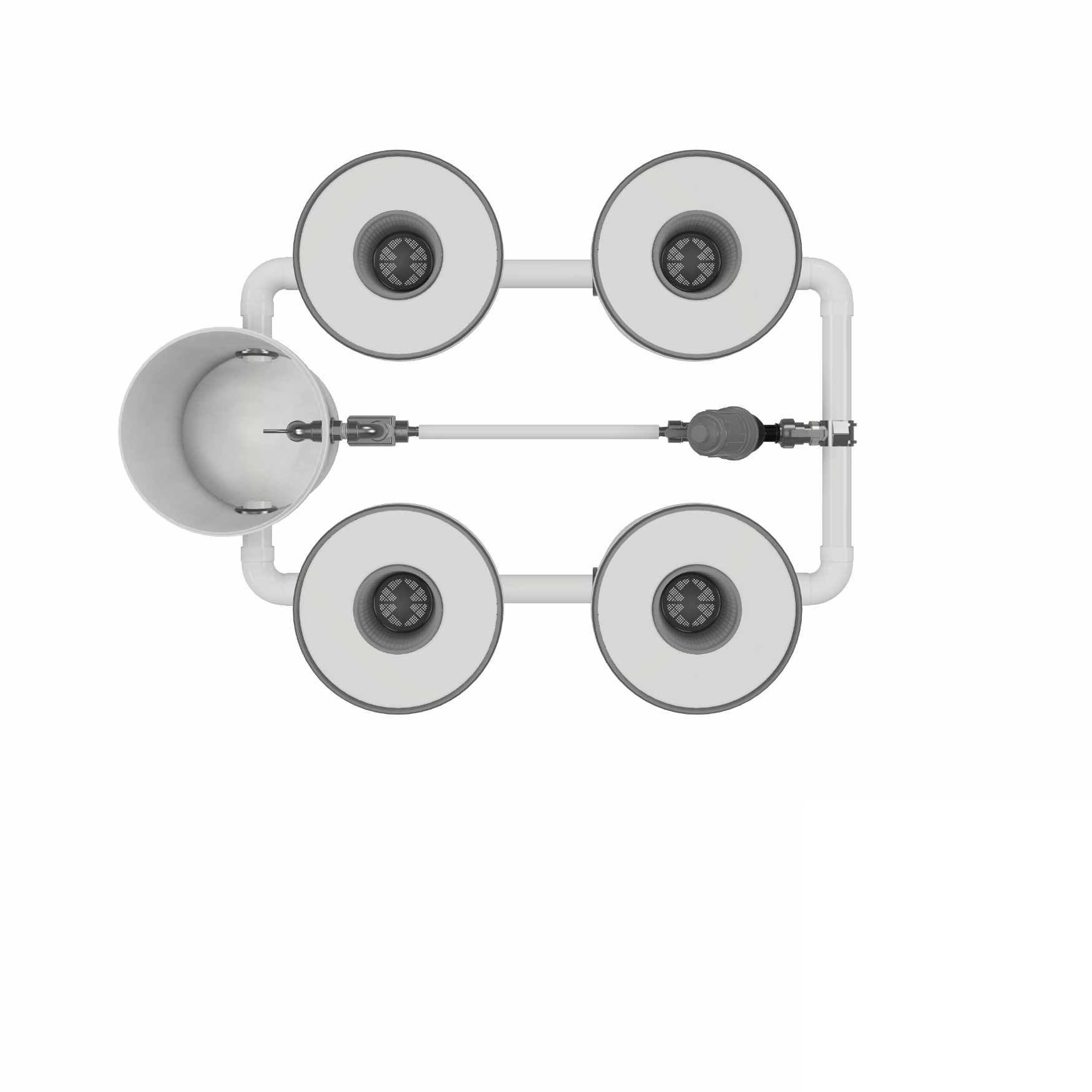 Growrilla RDWC SPRO _ 4-Topfe 19L von oben