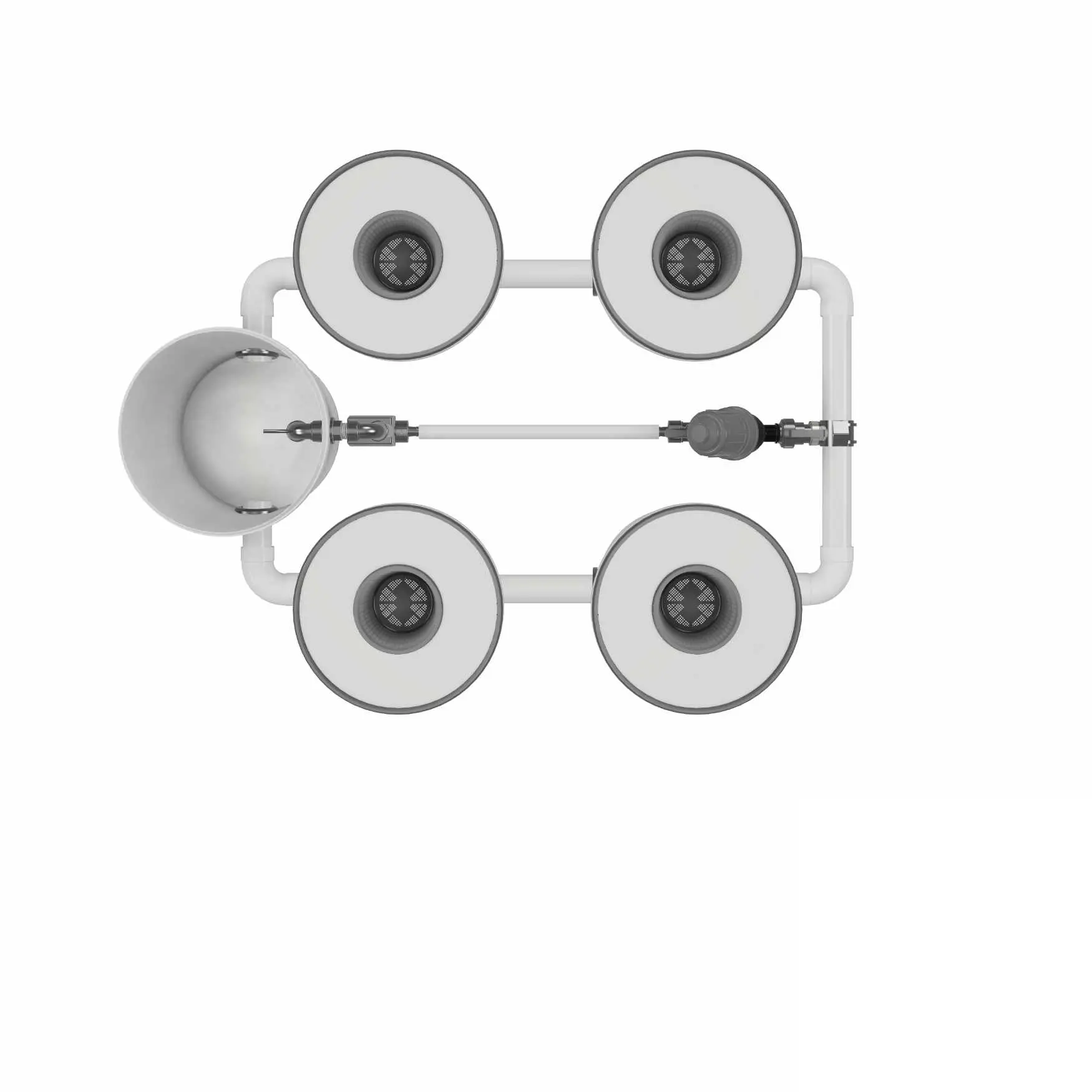 Growrilla RDWC SPRO _ 4-Topfe 19L von oben