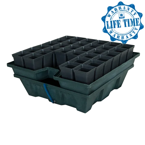 GHE EBB&GROW System 95x95x38cm 100L mit Töpfen T.A. GHE EBB-GROW System 95x95x36cm 100L Details 1