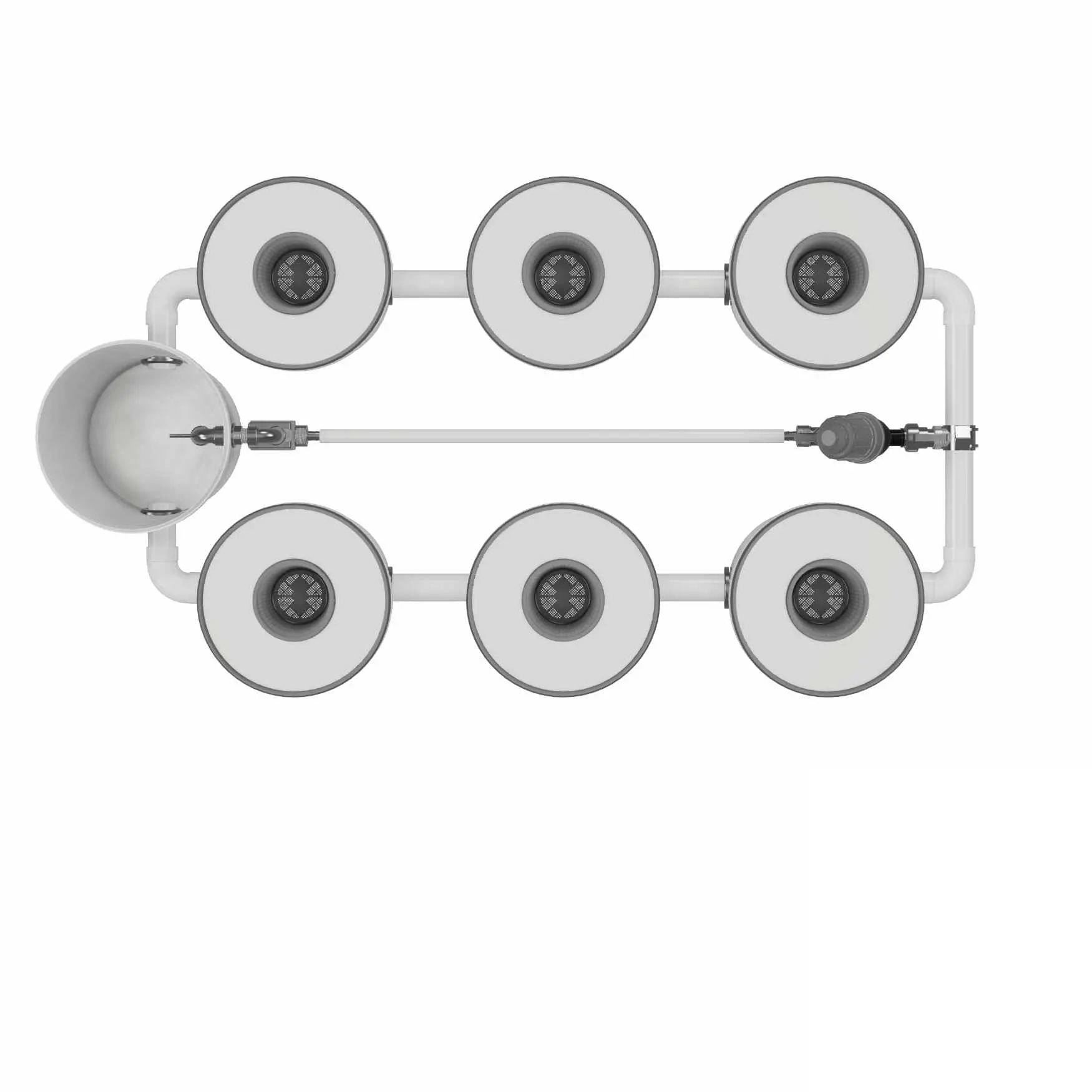 Growrilla RDWC SPRO _ 6-Topfe 19L von oben