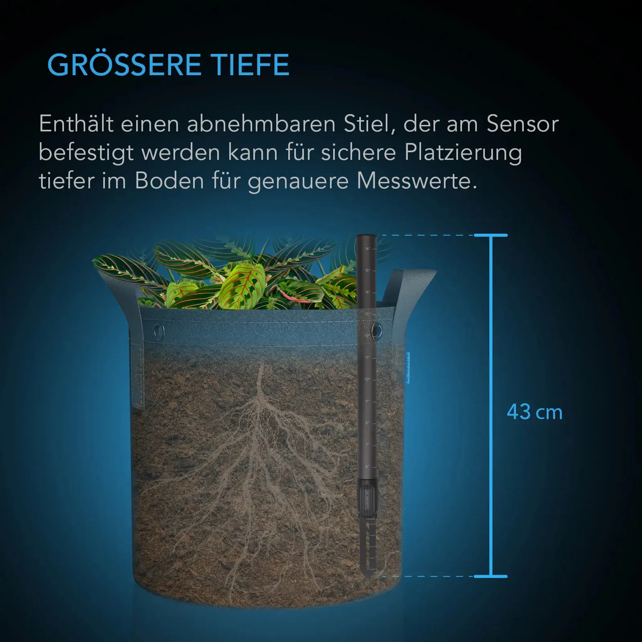 AC Infinity Bodensensor-Sonde Exklusiv fur Controller AI+, Uberwacht Feuchtigkeits- und Sattigungsniveaus Details 3