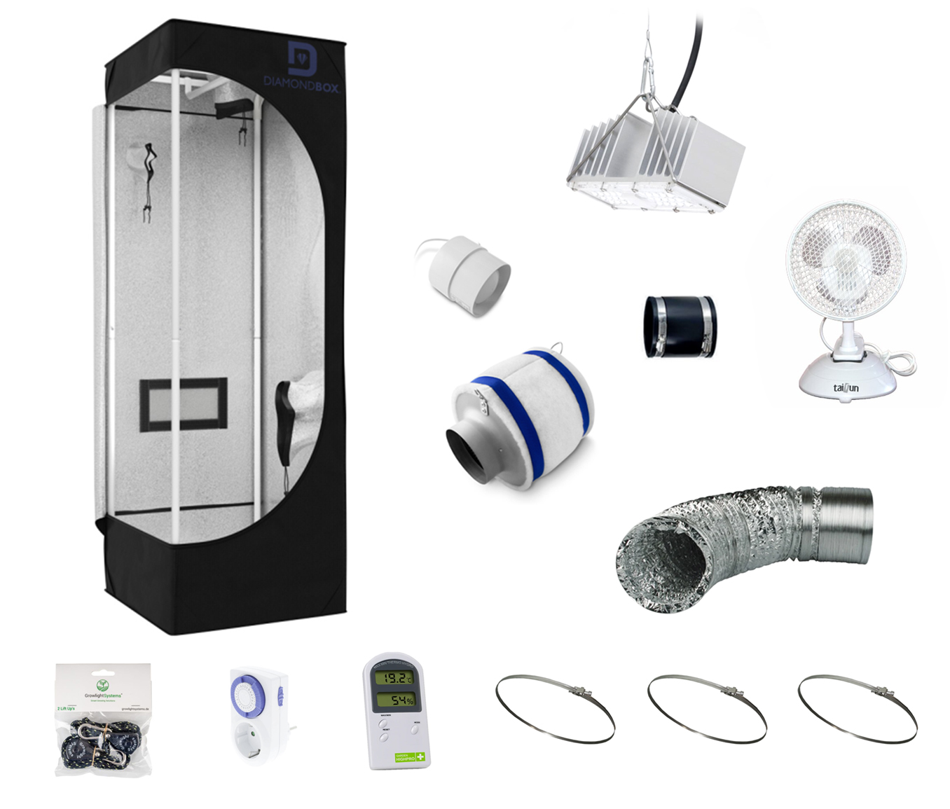 Growbox Komplettset 50W LED 40 x 40cm mit DiamondBox SL40