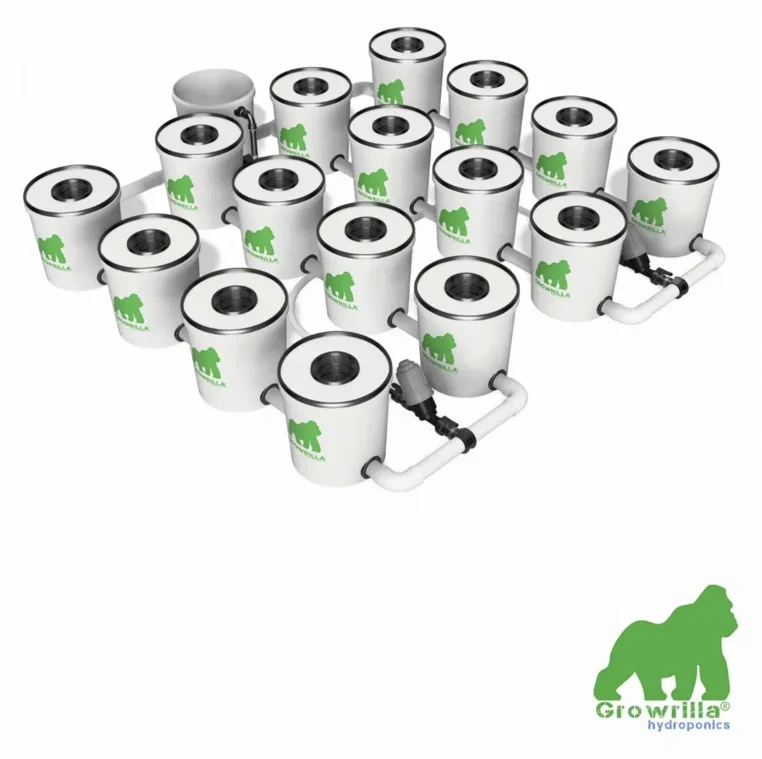 Growrilla RDWC PRO_16-Topfe 19L in 4 Reihen