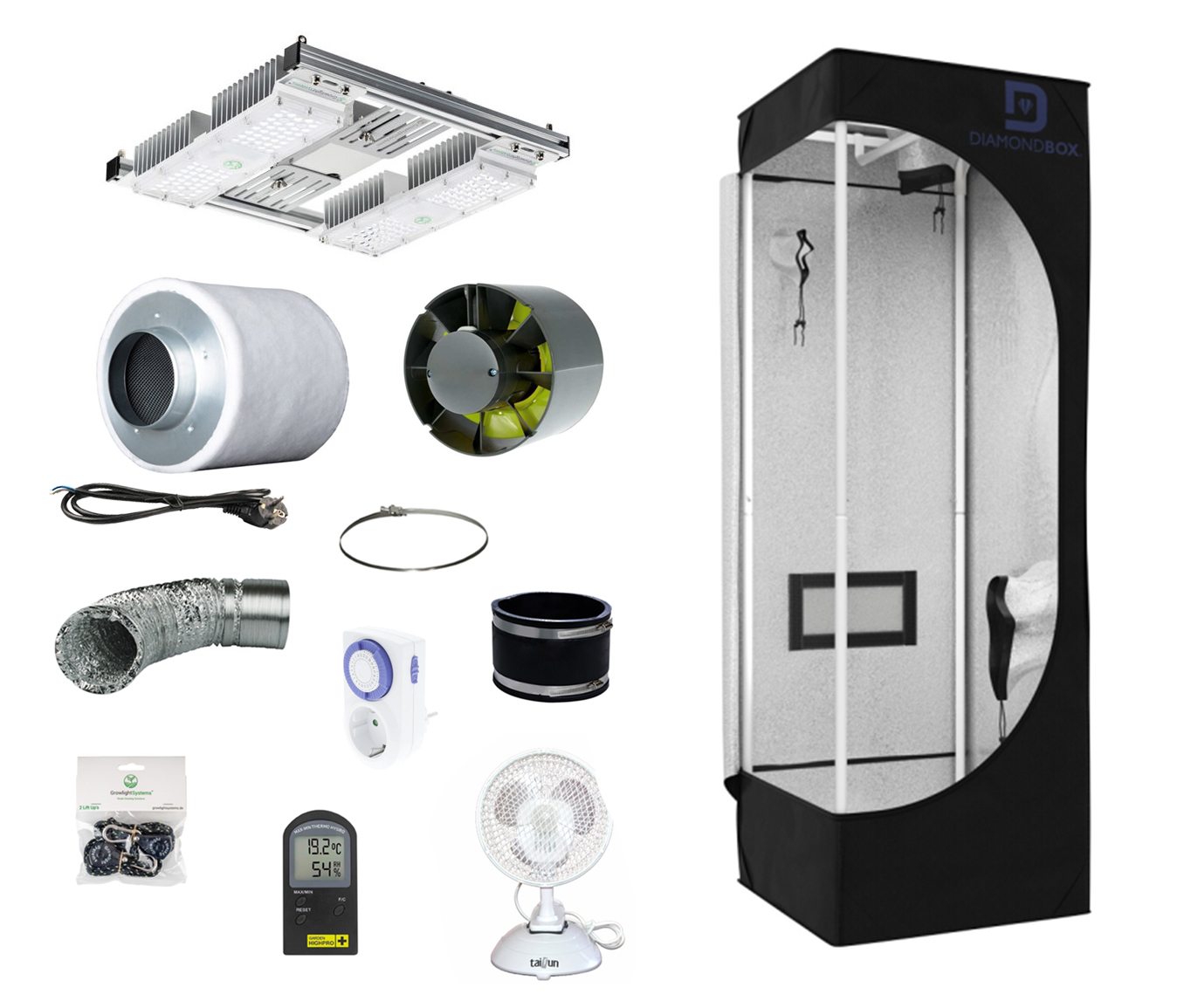 Growbox Komplettset 100W LED 40x40x120cm mit DiamondBox SL40 