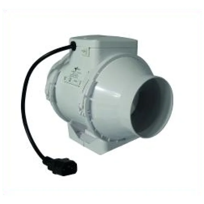 Ventilution Mixed In-Line Ventilator mit Schalter und IEC-Kabel Kunststoff 100mm