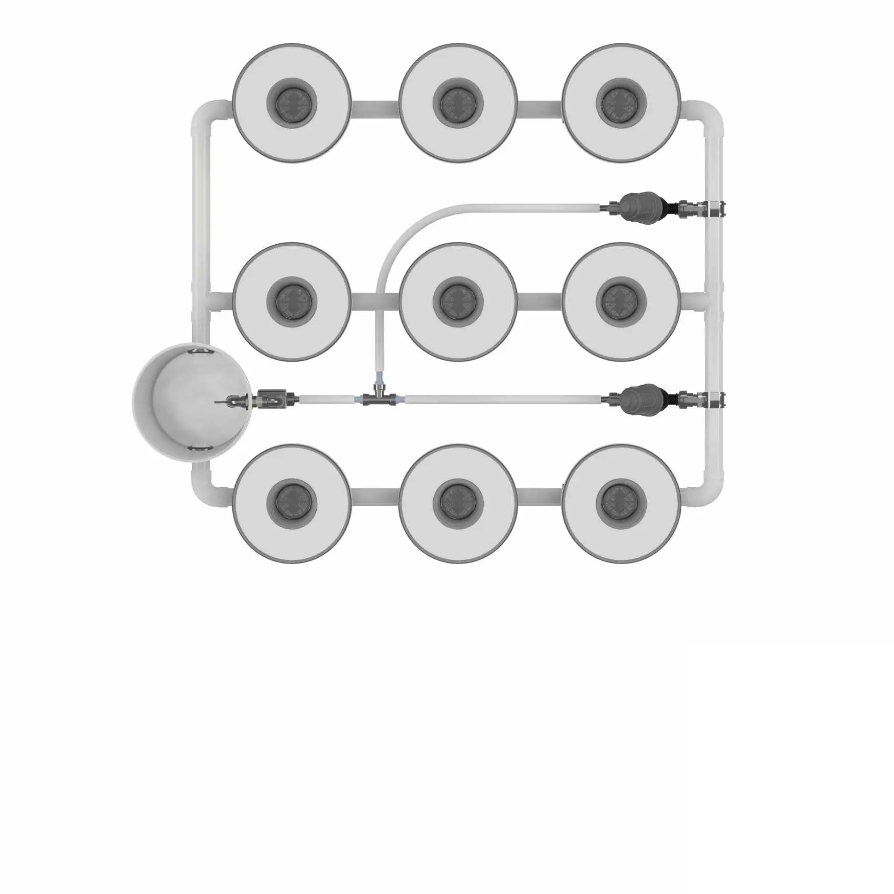 Growrilla RDWC PRO _ 9-Topfe 19L von oben
