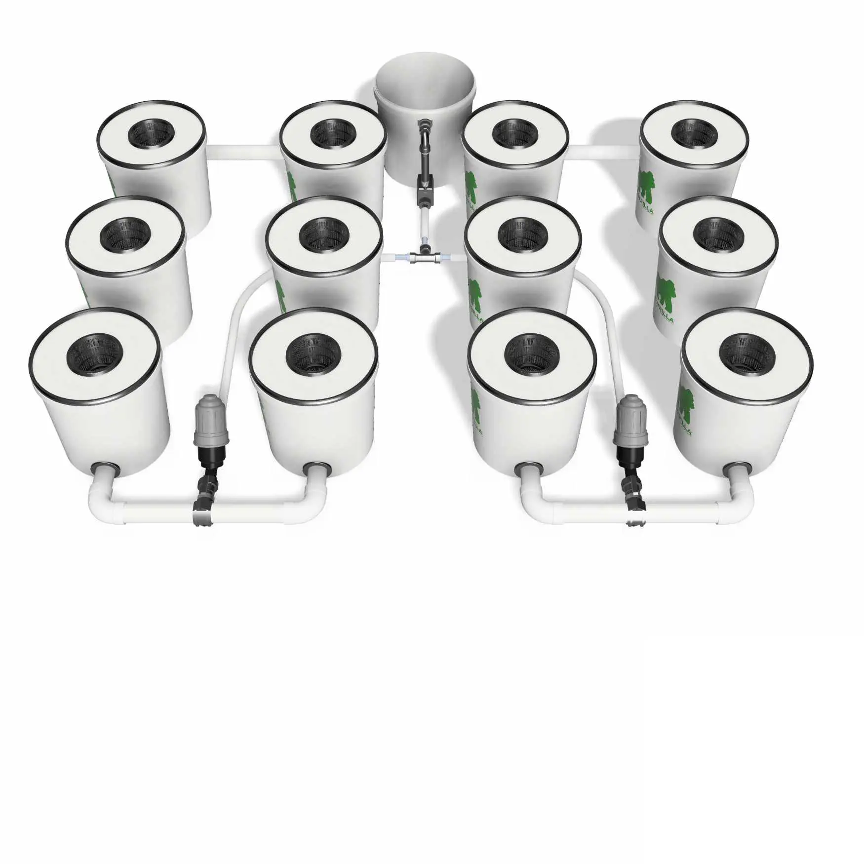 Growrilla RDWC PRO _ 12-Topfe 19L in 4 Reihen Details 1