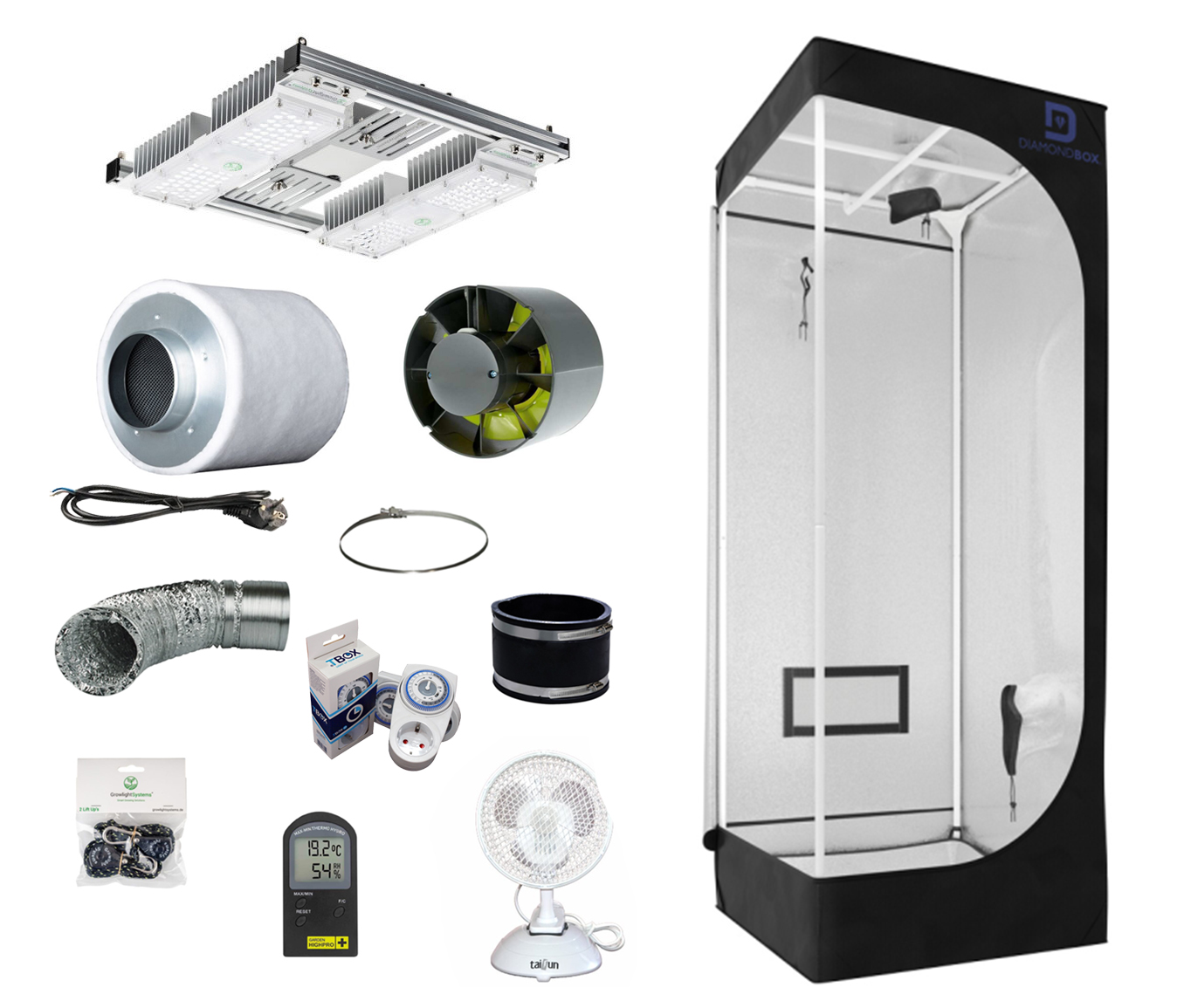 Growbox Komplettset 100W LED 60x60x160cm mit DiamondBox SL60