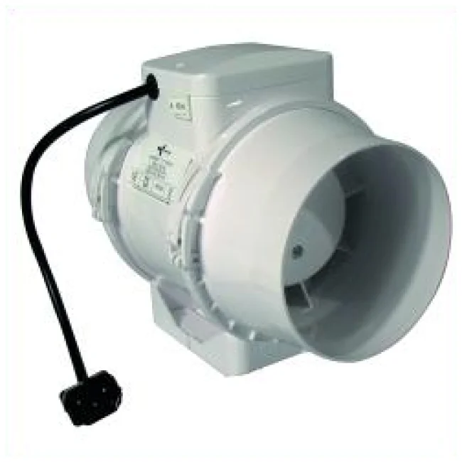 Ventilution Mixed In-Line Ventilator mit Schalter & IEC-Kabel, Kunststoff 220/280m³/h 125mm