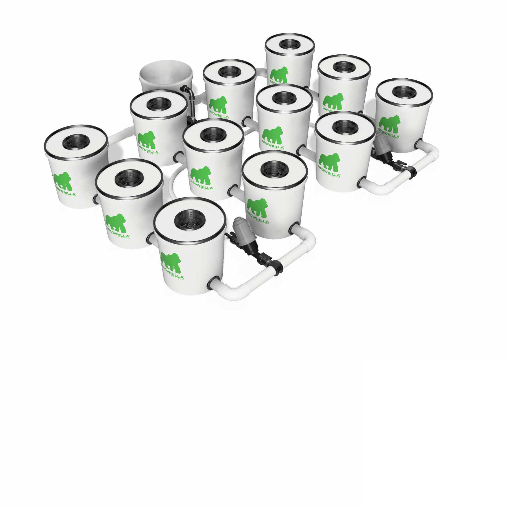 Growrilla RDWC PRO _ 12-Topfe 19L in 4 Reihen