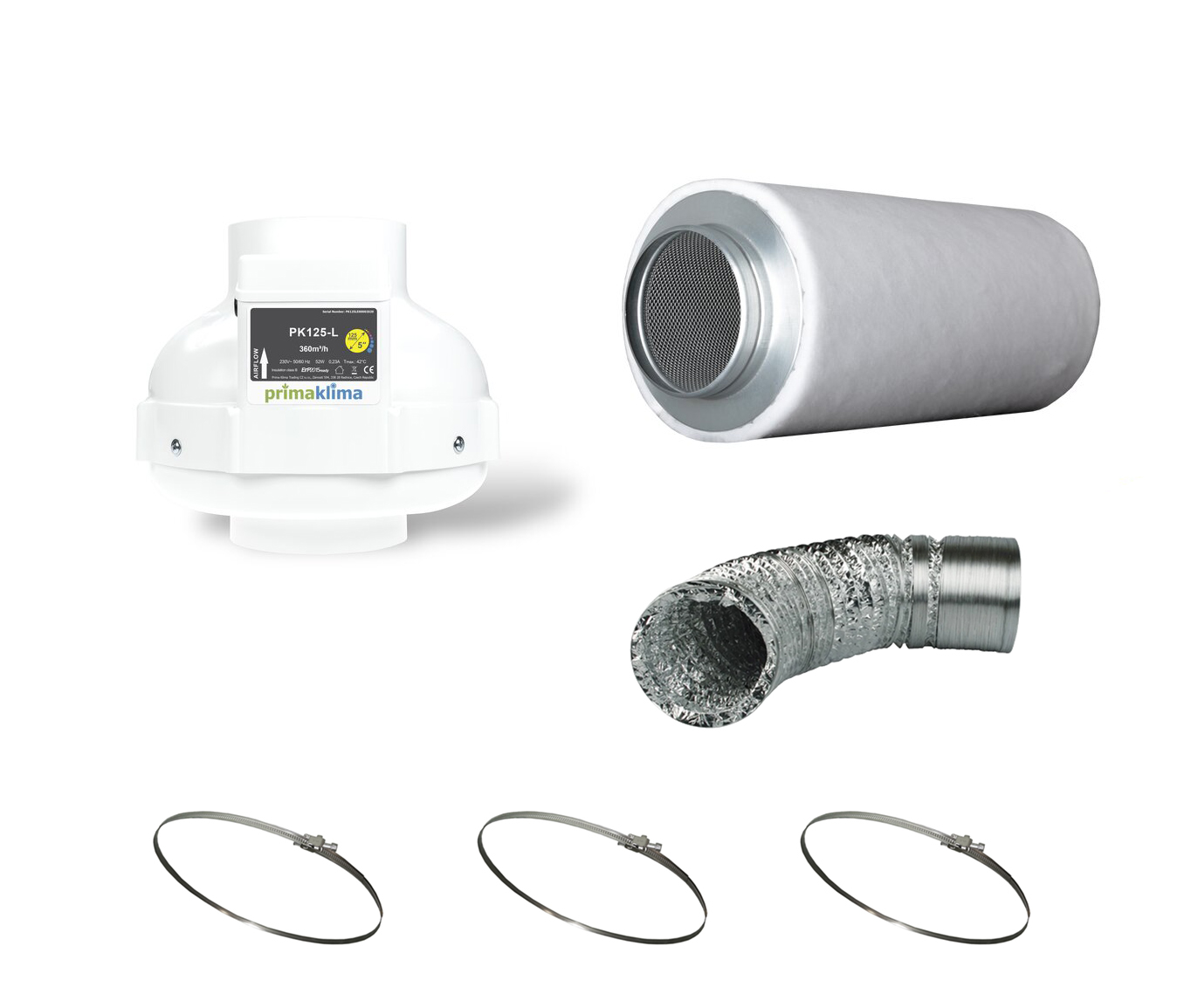 Lüftungsset Prima Klima 360mh 125mm