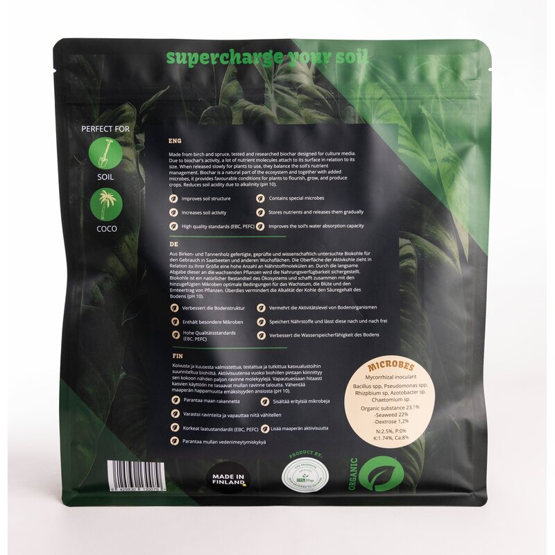 CO2 Products Biochar + Microbes Biokohle 5kg Back