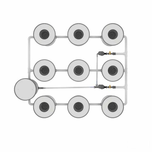 Growrilla RDWC SPRO _ 9-Topfe 19L von oben