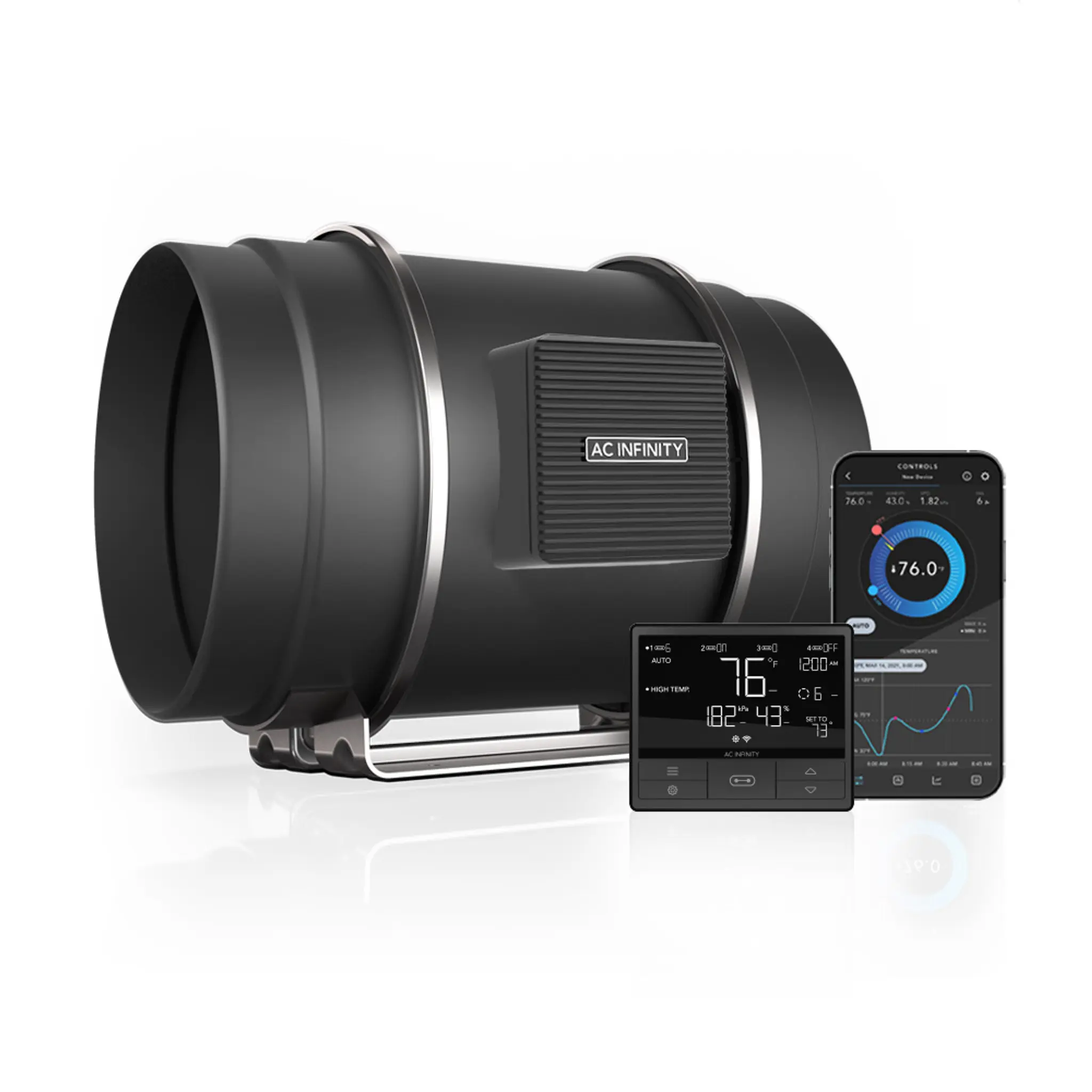 AC Infinity CLOUDLINE PRO T8 200mm 1371m³/h mit Temperatur- und Feuchtigkeitssteuerung