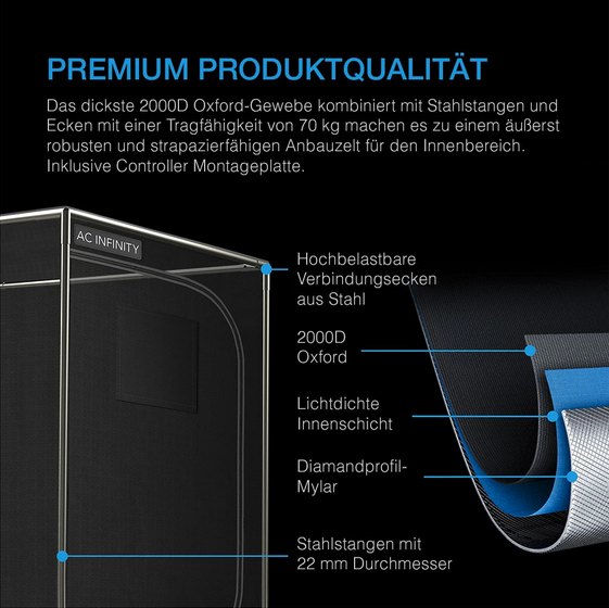 AC Infinity CLOUDLAB 733 Growbox 90x90x180cm Details 6