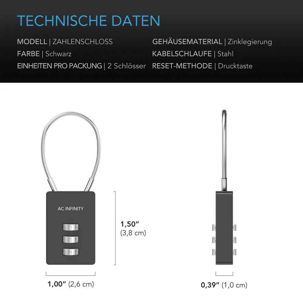 AC Infinity Zahlenschloss Details 3