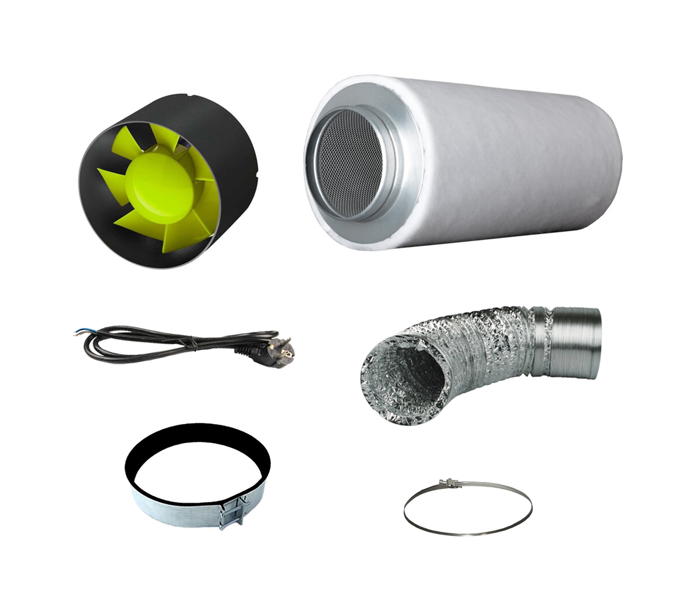 Abluft Komplett Set Eco Midi 200mh 125mm mit Manschette