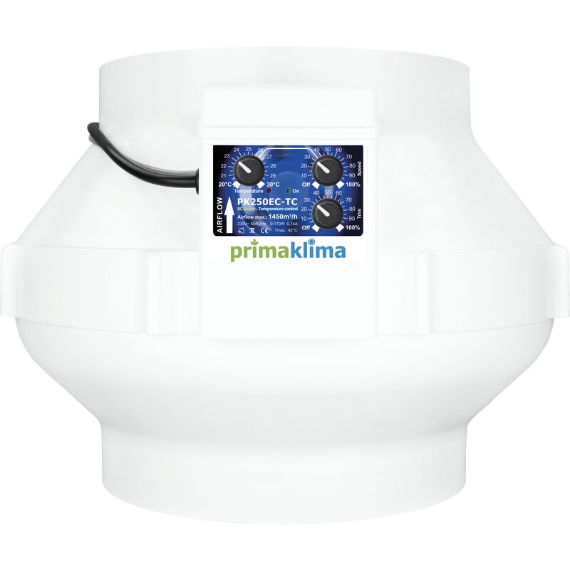 Prima Klima Rohrventilator EC-TC Temp./Speed Controlled 1450m³/h 250mm PK250EC-TC