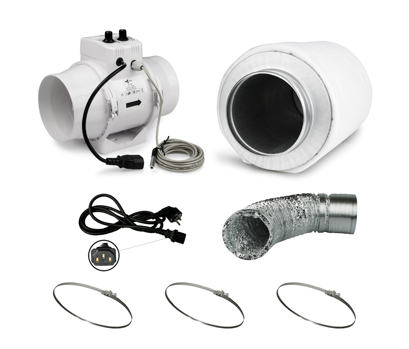 Abluft Komplett Set Eco Ventilution Temperaturgesteuert 125mm