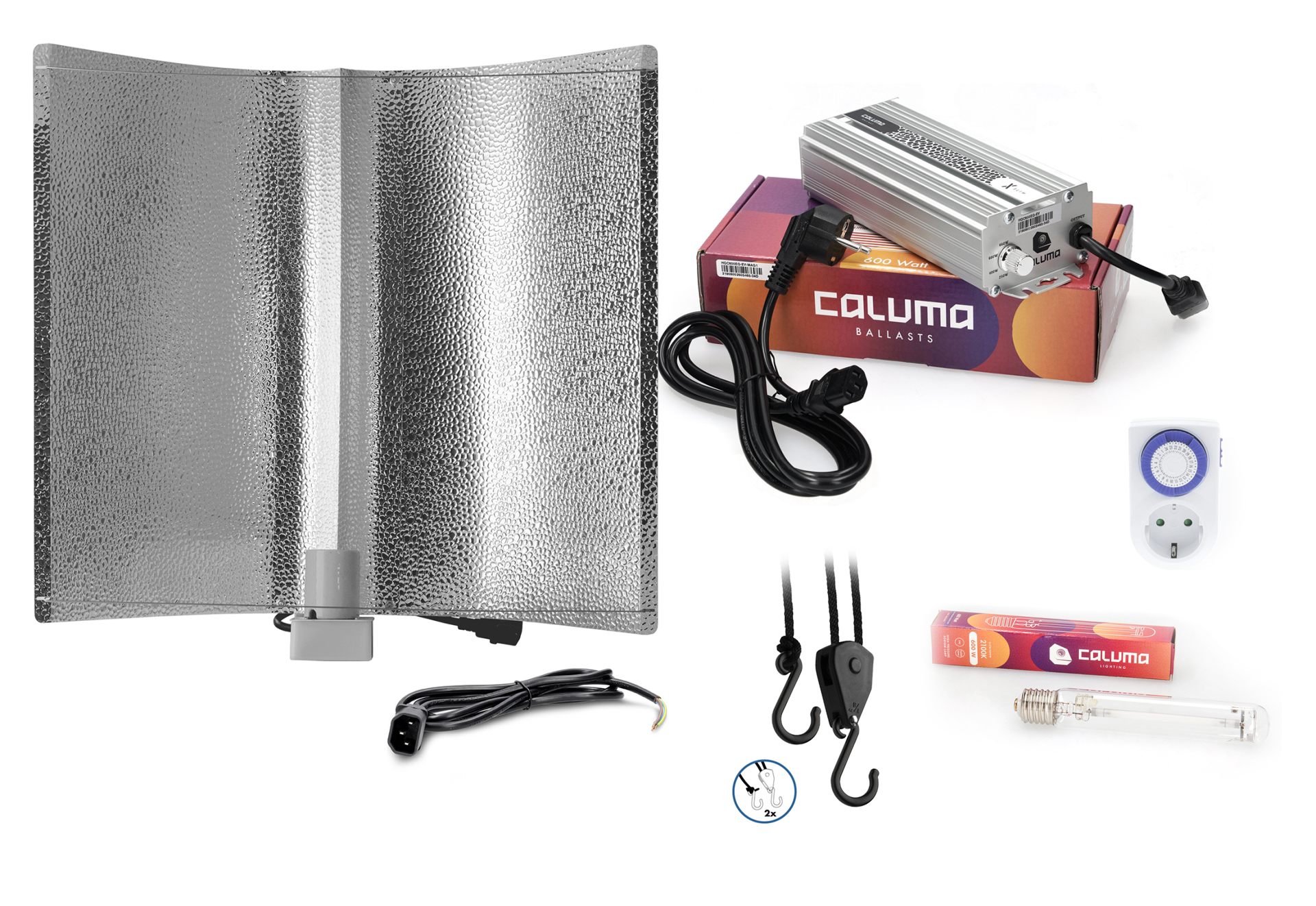 Caluma HPS Beleuchtungs Kit 250-400-600-660W ( CF Reflektor, X-Slim, Zeitschaltuhr und Lighthanger )