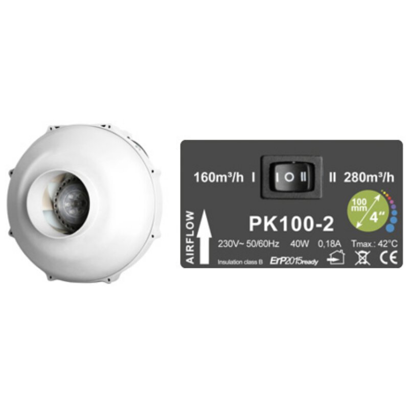 Prima Klima 2-Speed 160-280m³/h 100mm PK100-2