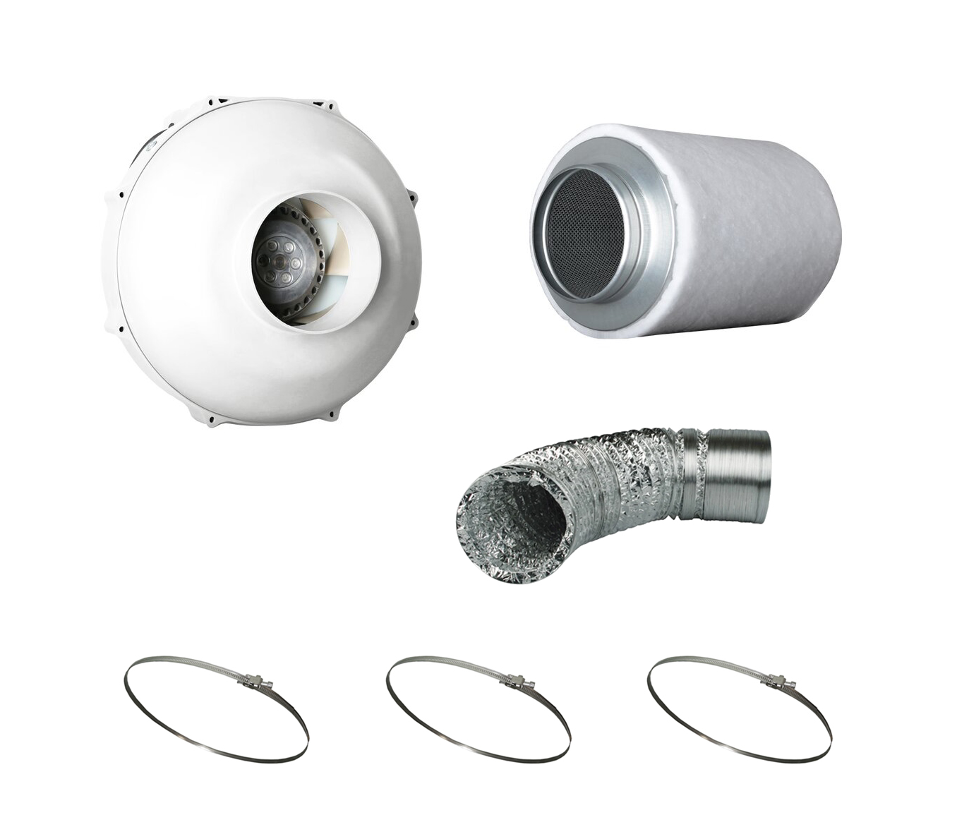 Lüftungsset Prima Klima Rohrventilator 1-Speed 280 Kubik 100mm