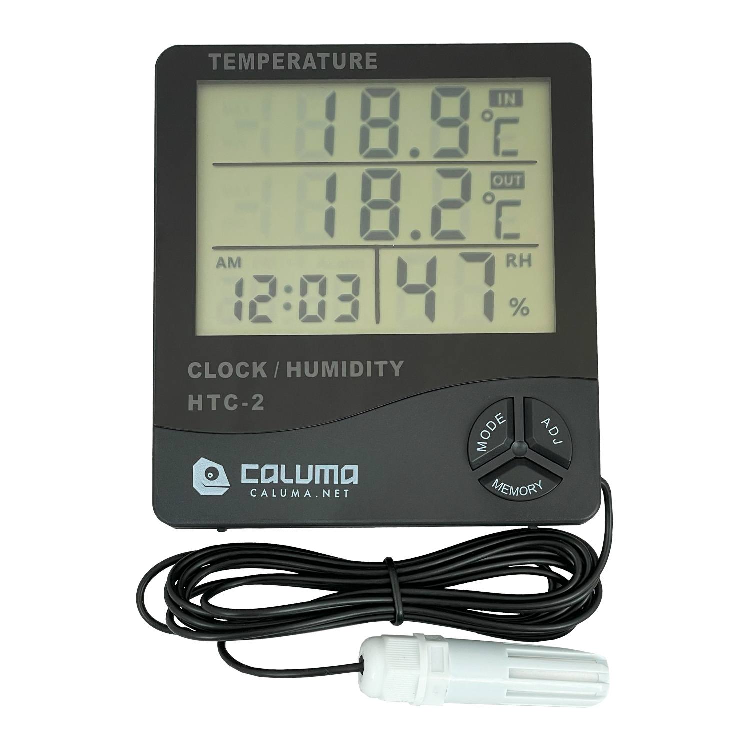 Caluma Thermo-Hygrometer mit Uhr und externer Sonde