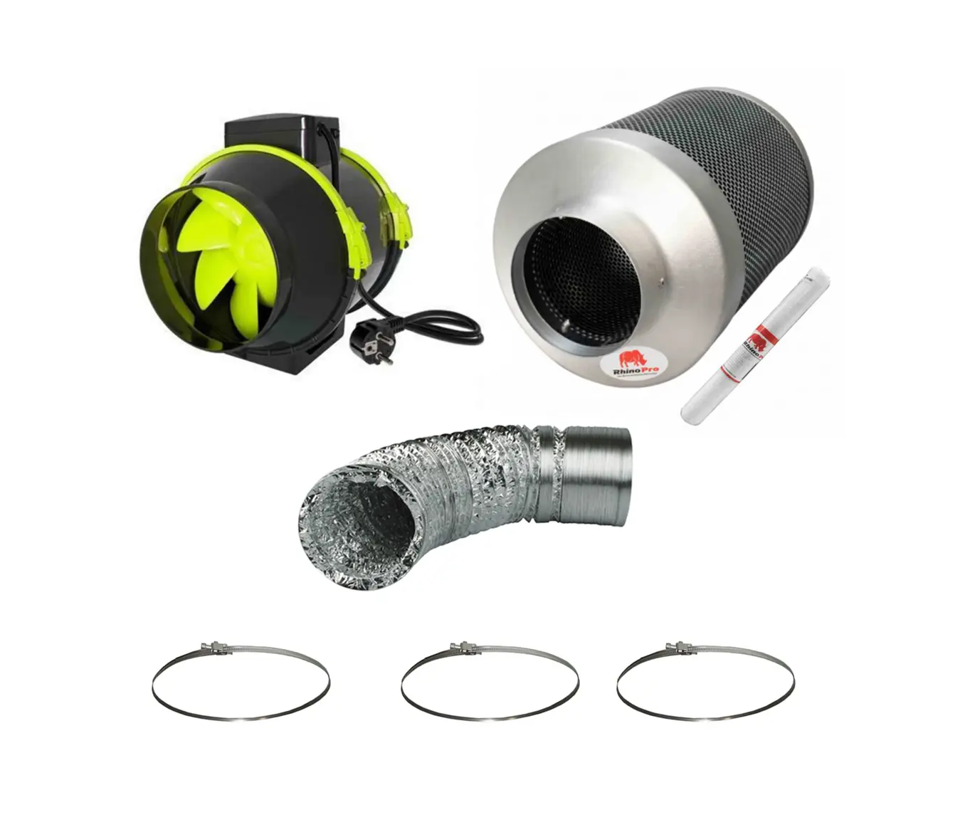 Abluft Komplett Set GHP Pro 2 Stufen 520m³/h 150/160mm mit 2 zusätzlichen Schlauchschellen