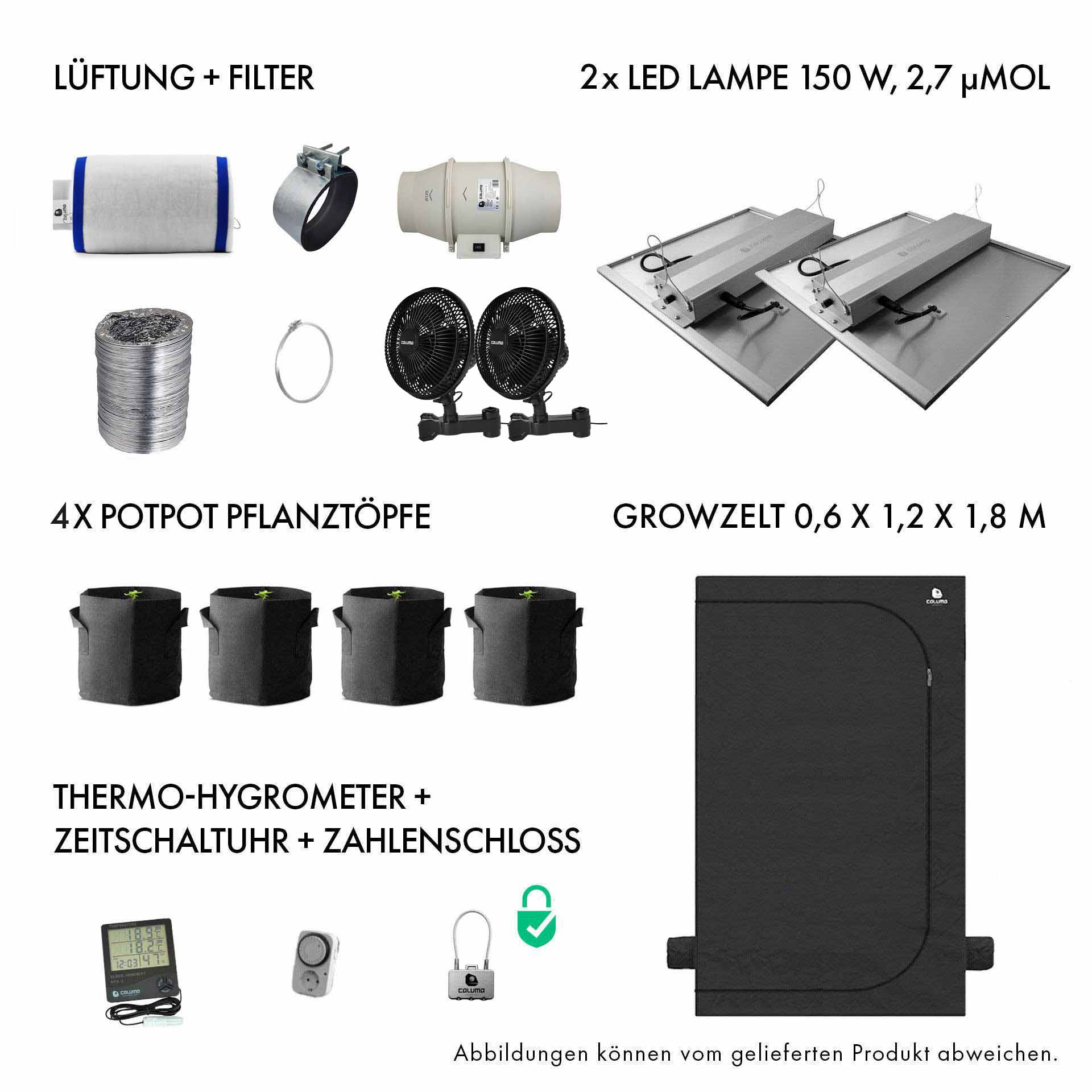 Caluma Set Ambient - 3 Plants Plus 60 x 120 cm, 2 x 150 W