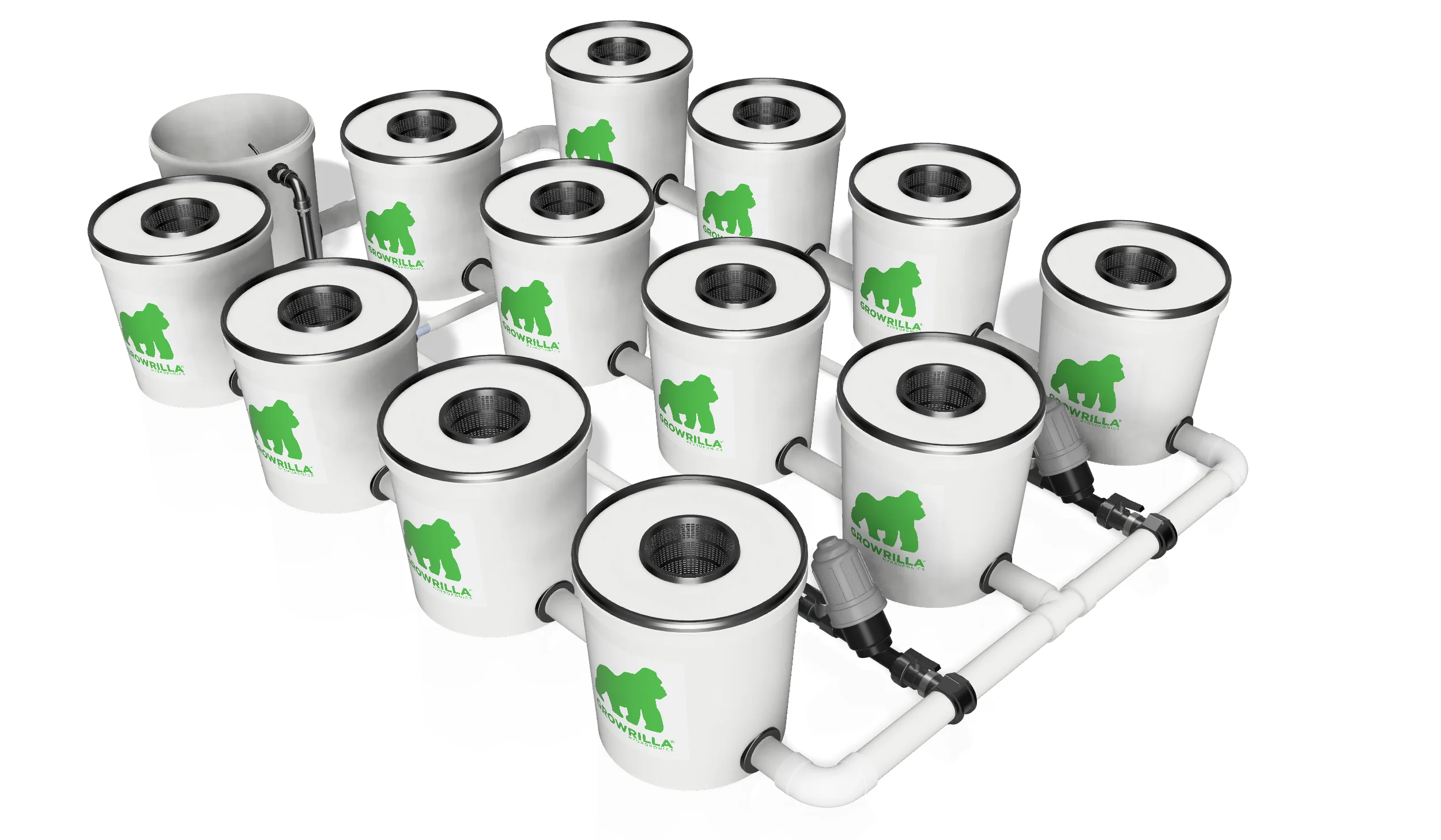 Growrilla RDWC PRO _ 12-Topfe 19L in 3 Reihen